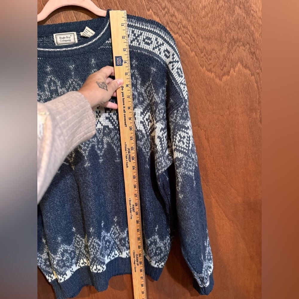 Bugle Boy Vintage blue and white sweater size L - Picture 7 of 8